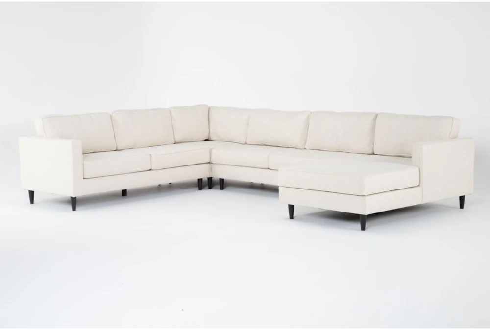 Calais Vanilla 142" 4 Piece Sectional with Right Arm Facing Chaise