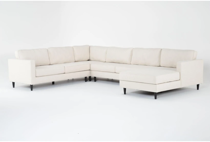 Calais Vanilla 142" 4 Piece Sectional with Right Arm Facing Chaise - 360
