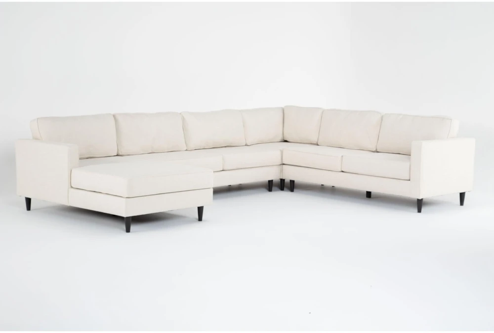 Calais Vanilla 142" 4 Piece Sectional with Left Arm Facing Chaise