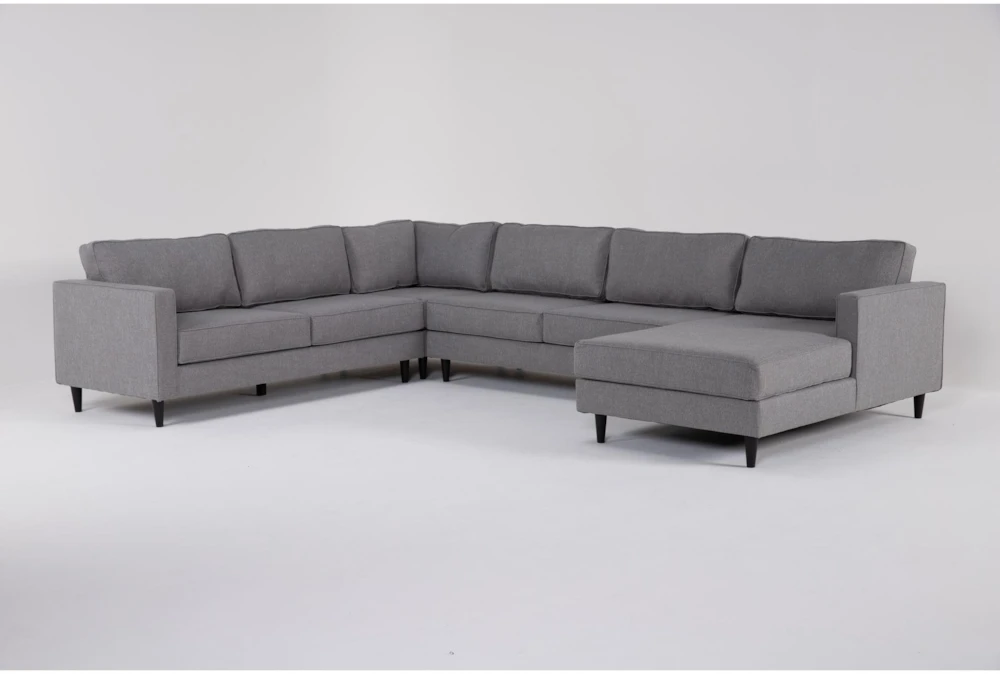 Calais Gravel 142" 4 Piece Sectional with Right Arm Facing Chaise