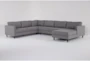 Calais Gravel 142" 4 Piece Sectional with Right Arm Facing Chaise - Signature