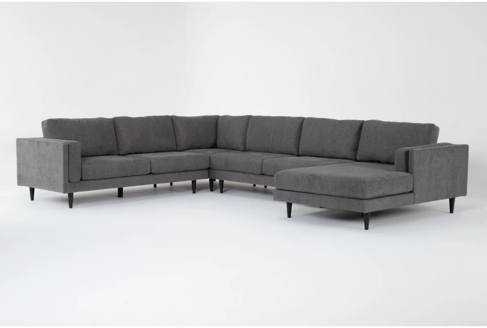Aries Smoke 145" 4 Piece Sectional with Right Arm Facing Chaise