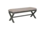 Antique Grey 48" Bench With Crossbuck Frame + Upholstered Seating With Nailhead Trim - Signature