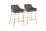 Danny Gold And Grey Faux Leather Counter Stool Set Of 2 - Signature