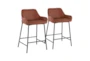Danny Black And Camel Faux Leather Swivel Counter Height Stool Set Of 2 - Signature
