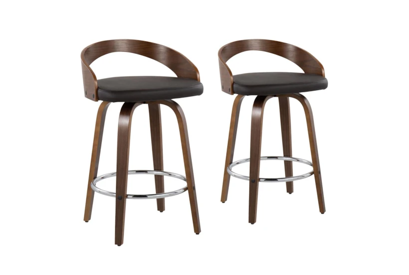 Gregg Brown Faux Leather Counter Stool Set Of 2 - 360