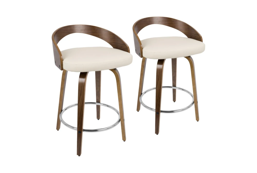 Gregg Cream Faux Leather Counter Stool Set Of 2