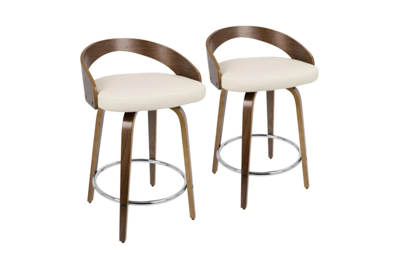Gregg Cream Faux Leather Counter Stool Set Of 2 - 360
