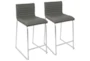 Cara Grey Faux Leather Counter Stool Set Of 2 - Signature