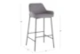 Danny Chrome And Grey Faux Leather Bar Stool Set Of 2 - Detail