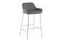 Danny Chrome And Grey Faux Leather Bar Stool Set Of 2 - Front