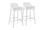 Danny Chrome And White Faux Leather Bar Stool Set Of 2 - Signature