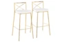 Harlon 30" Gold And White Faux Leather Barstool Set Of 2 - Signature