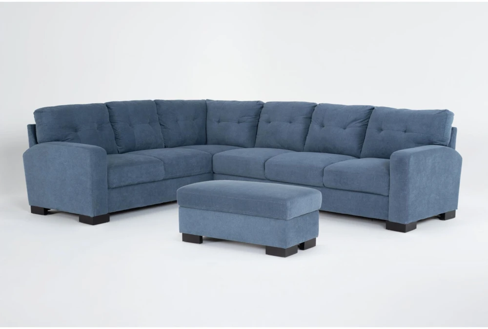 Avery Blue 116" 2 Piece Sectional with Right Arm Facing Sofa & Ottoman