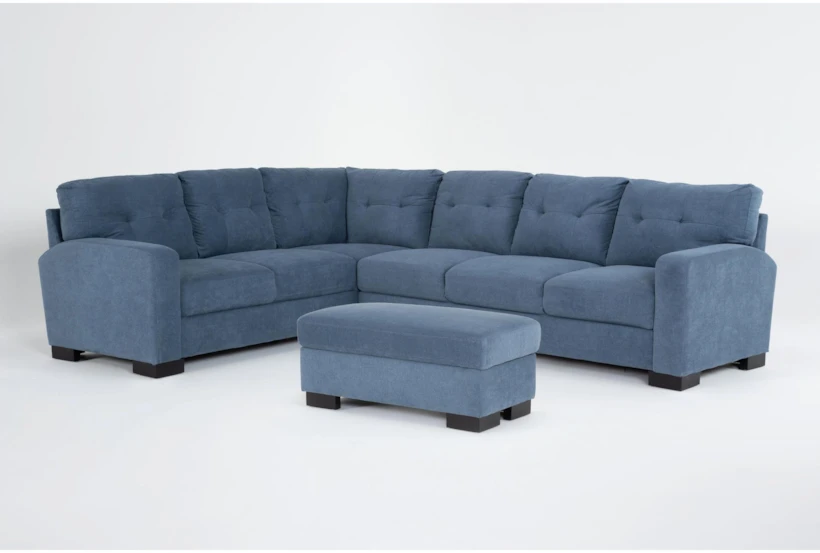 Avery Blue 116" 2 Piece Sectional with Right Arm Facing Sofa & Ottoman - 360