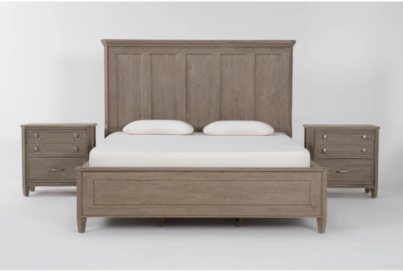 Cambria Grey Wood 3 Piece California King Panel Bedroom Set With 2 ...