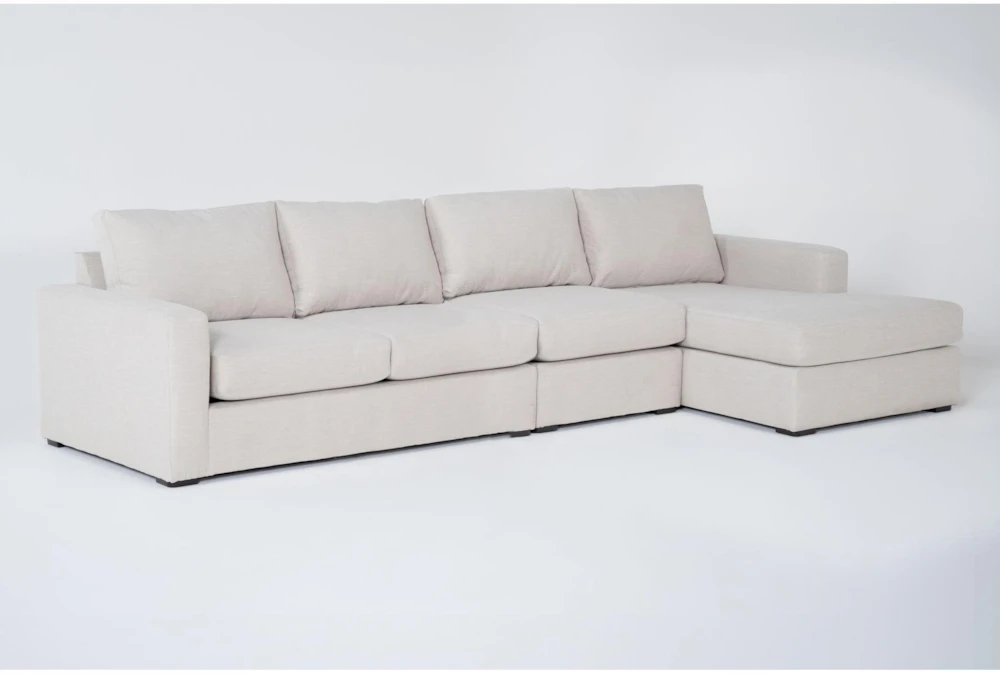 Araceli II Sand 138" 3 Piece Sectional with Right Arm Facing Chaise