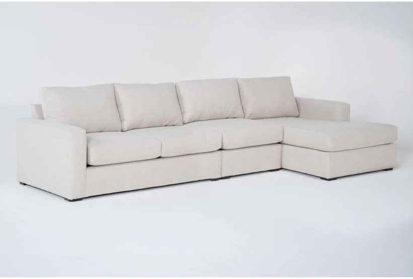 Araceli II Sand 138" 3 Piece Sectional with Right Arm Facing Chaise - 360
