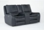 Montana Blue Leather 78" Zero Gravity Reclining Console Loveseat with Power Headrest & USB - Side