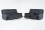 Montana Blue Leather 2 Piece Zero Gravity Reclining Sofa & Loveseat Set - Side