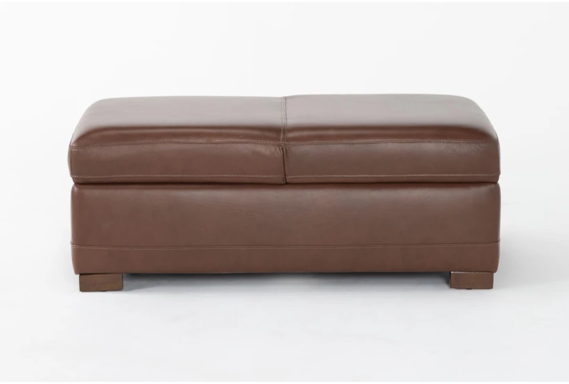 Bisbee Chestnut Leather Storage Cocktail Ottoman/Chair - 360