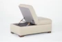 Bisbee Ivory Leather Storage Cocktail Ottoman/Chair - Side
