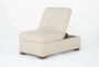 Bisbee Ivory Leather Storage Cocktail Ottoman/Chair - Side
