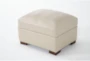 Bisbee Ivory Leather Ottoman - Side