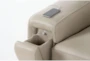 Bisbee Ivory Leather Arm Chair with Cupholder, Storage & USB - Detail