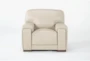 Bisbee Ivory Leather Arm Chair with Cupholder, Storage & USB - Signature