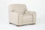 Bisbee Ivory Leather Arm Chair with Cupholder, Storage & USB - Side