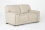 Bisbee Ivory Leather 66" Loveseat with Cupholders & USB - Side