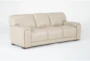 Bisbee Ivory Leather 89" Sofa with Cupholders & USB - Side