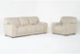 Bisbee Ivory Leather 2 Piece Sofa & Chair Set - Signature