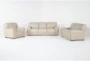 Bisbee Ivory Leather 3 Piece Sofa, Loveseat & Chair Set - Signature