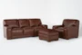 Bisbee Chestnut Leather 3 Piece Sofa, Chair & Ottoman Set - Signature