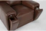 Bisbee Chestnut Leather 3 Piece Sofa, Loveseat, Chair Set & Storage Cocktail Ottoman - Detail