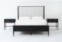 Austen Black California King Side Storage Wood & Upholstered Panel 3 Piece Bedroom Set With 2 1-Drawer Nightstands - Signature