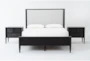 Austen Black Queen Side Storage Wood & Upholstered Panel 3 Piece Bedroom Set With 2 3-Drawer Nightstands - Signature