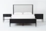 Austen Black King Side Storage Wood & Upholstered Panel 3 Piece Bedroom Set With 1-Drawer & 3-Drawer Nightstands - Signature
