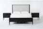 Austen Black King Side & Footboard Storage Wood & Upholstered Panel 3 Piece Bedroom Set With 2 3-Drawer Nightstands - Signature