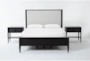 Austen Black King Footboard Storage Wood & Upholstered Panel 3 Piece Bedroom Set With 2 1-Drawer Nightstands - Signature
