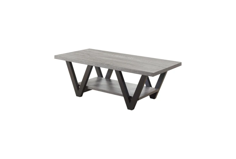 Victoria Grey Rectangle Coffee Table With Storage        - 360