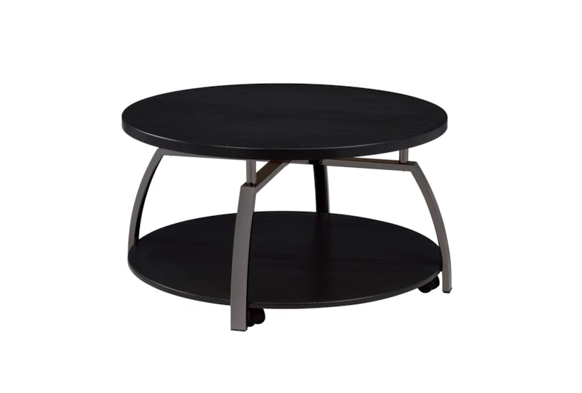 Perkin Round Coffee Table With Storage - 360