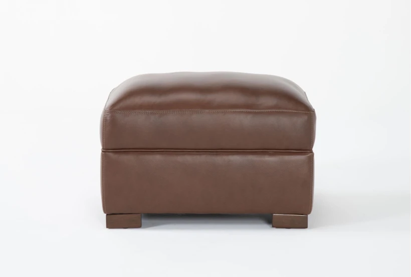 Bisbee Chestnut Leather Ottoman - 360