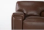 Bisbee Chestnut Leather Arm Chair with Cupholder, Storage & USB - Detail