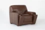 Bisbee Chestnut Leather Arm Chair with Cupholder, Storage & USB - Side
