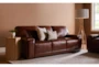 Bisbee Chestnut Leather 89" Sofa with Cupholders & USB - Room