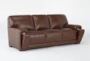 Bisbee Chestnut Leather 89" Sofa with Cupholders & USB - Side