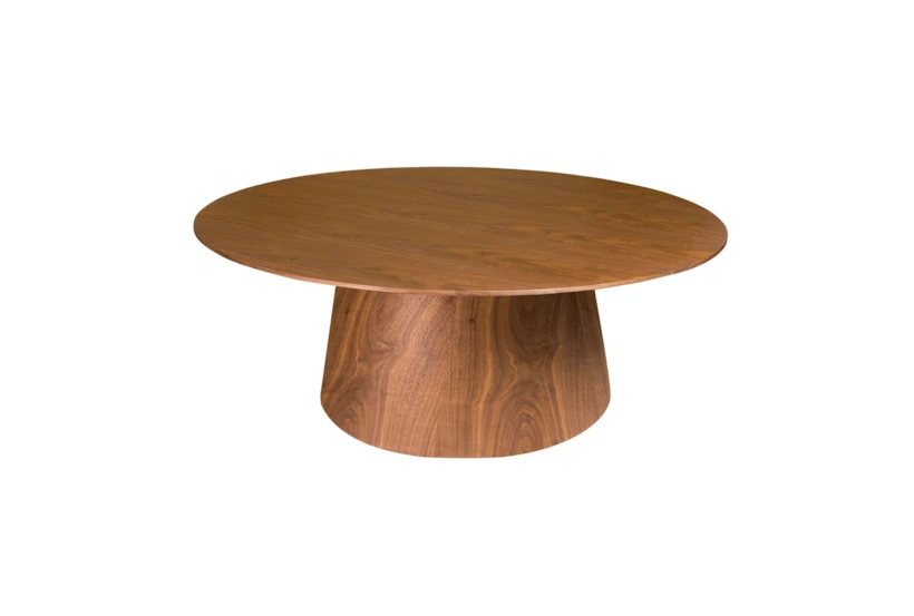 Leslie Walnut Round Coffee Table - 360